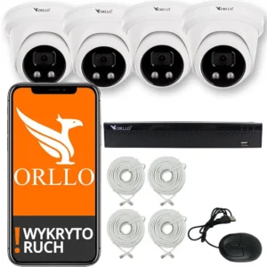 zestaw monitoringu 4 kamery poe orllo eco dome 49a1963861054b1792da32bde8fe70ac