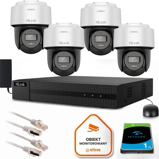 Zestaw monitoringu Hilook z czterema kamerami PTZ 2MP