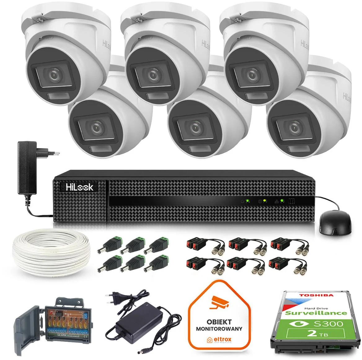 Zestaw monitoringu Hilook 6 kamer 5MPx TVICAM-T5M-20DL z dyskiem 2TB