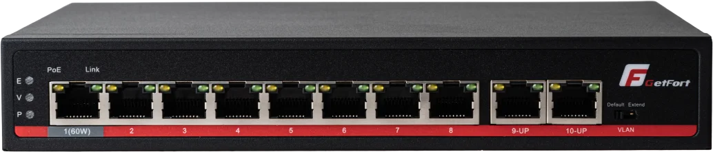 SWITCH POE GETFORT 8+2 Gigabit Ethernet 120W