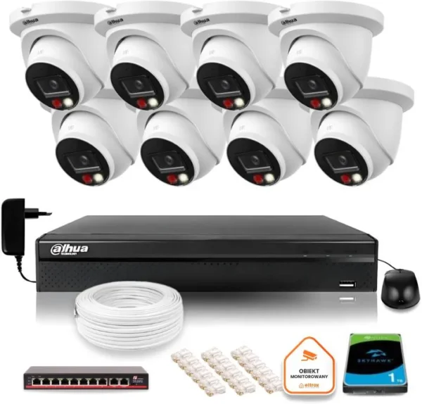 zestaw monitoringu ip dahua 8mpx 4k 8 kamer ipc hdw2849tm s e753030b7a06458486806be565ca4977
