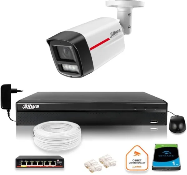 zestaw monitoringu ip dahua kamera zewnetrzna wizcolor 2k 4m 44dd303343dc478e8b64d7557cf228d7