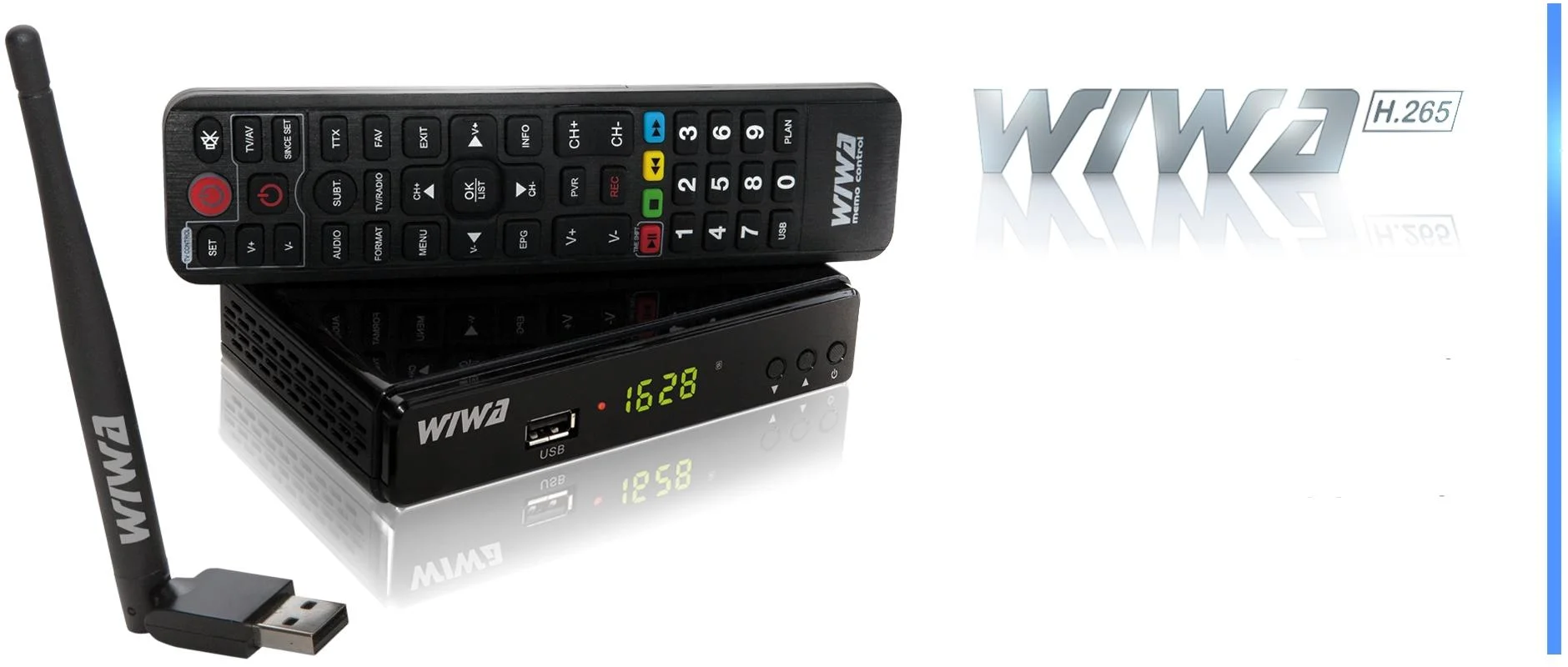 Zestaw Tuner DVB-T/T2 WIWA H.265 + Antena WiFi USB