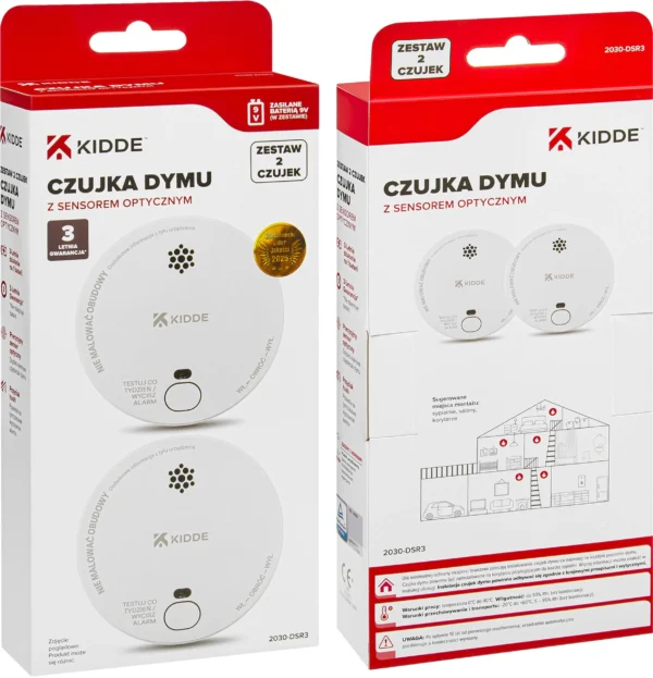 zestaw 2 czujek dymu kidde 2030 dsr3 b4198775741c4eb4911dbb630f208933