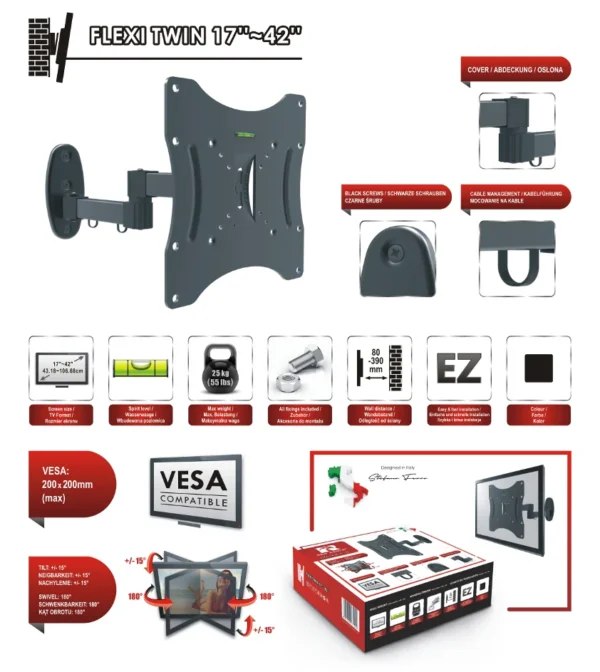 uchwyt tv flexi twin 17 42 e4e8028b15a046998d43a8f66f7206fb